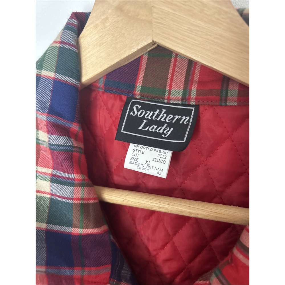 Southern Lady Vest Womens Quilted Size XL Plaid - Picture 2 of 7